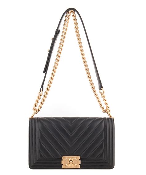 chanel le boy chevron 20cm|Chanel black boyfriend bag.